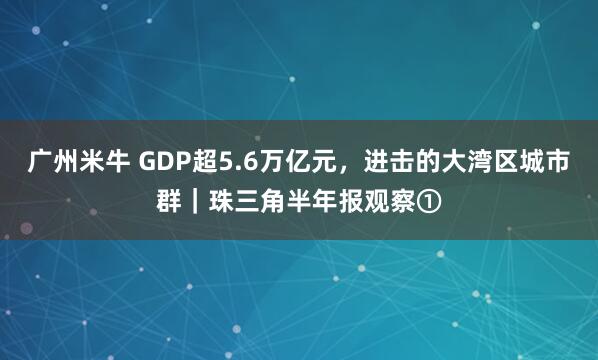 广州米牛 GDP超5.6万亿元，进击的大湾区城市群｜珠三角半年报观察①